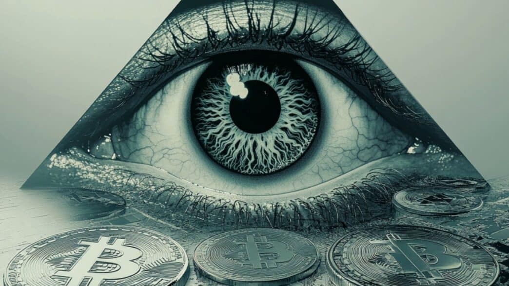 Imagen figurativa de una persona vigilando bitcoins