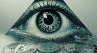 Imagen figurativa de una persona vigilando bitcoins