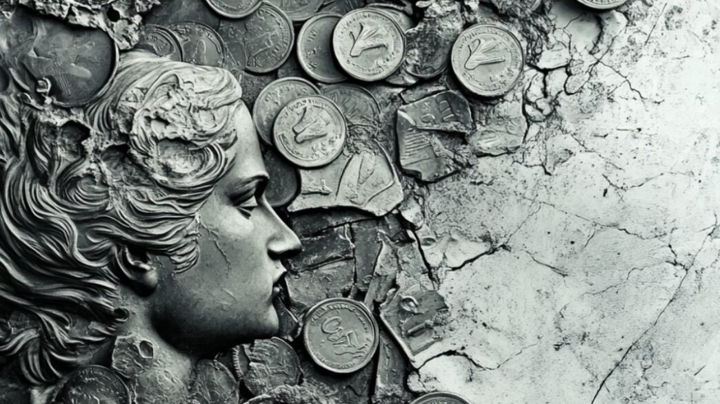 Imagen figurativa de la diosa de la guerra con divisas