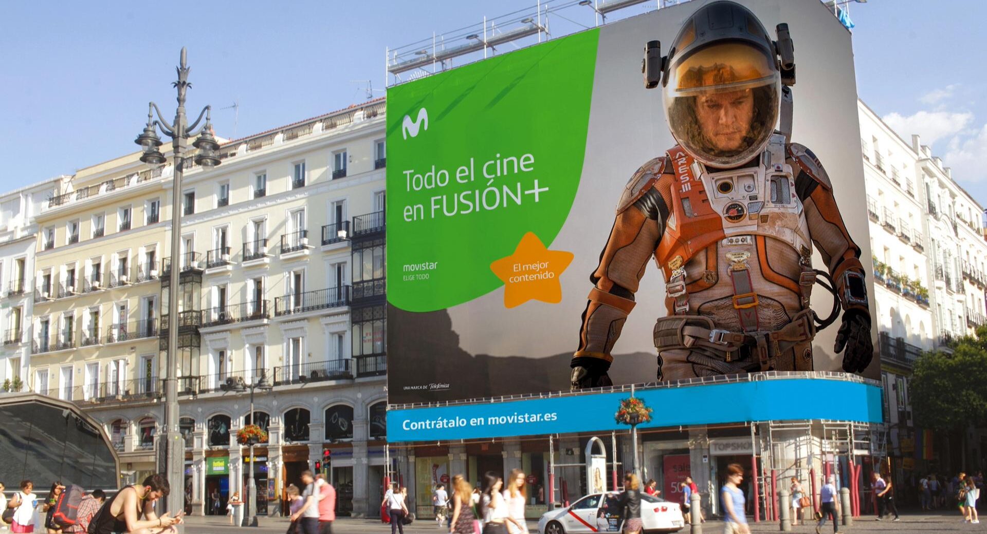 Rebranding de Movistar en la puerta del Sol