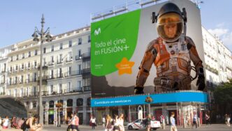 Rebranding de Movistar en la puerta del Sol