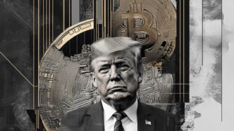 Imagen figurativa de Trump con criptomonedas