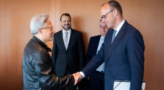Friedrich Merz y Jensen Huang durante su reunión