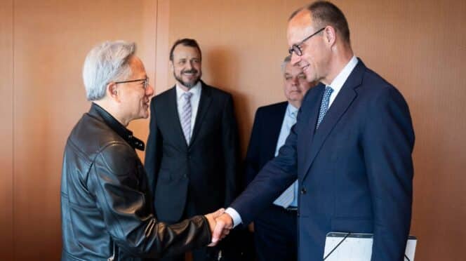 Friedrich Merz y Jensen Huang durante su reunión