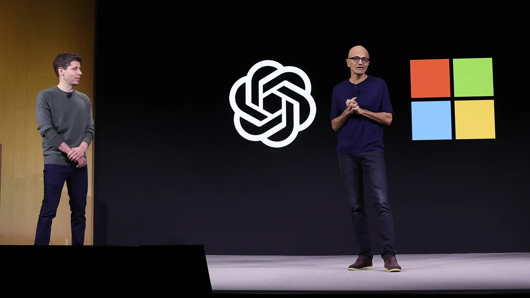 Satya Nadella y Sam Altman en un evento de OpenAI :: Microsoft