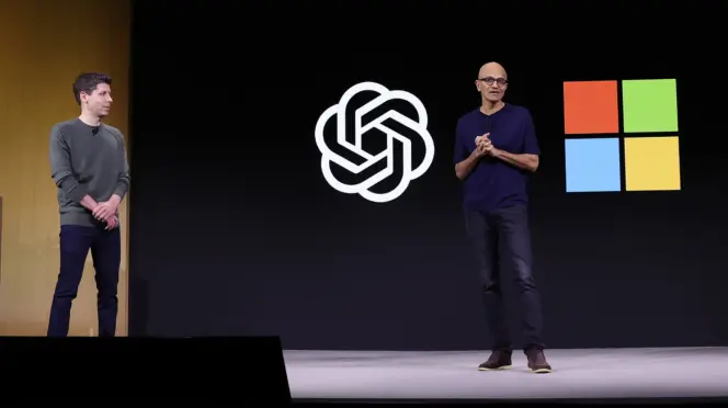 Satya Nadella y Sam Altman en un evento de OpenAI :: Microsoft