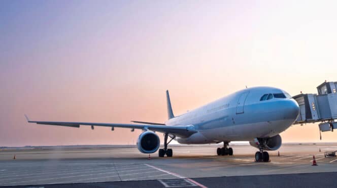 Avión en la pista de aterrizaje