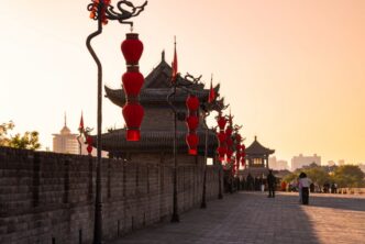 Antiguo muro en Xian, China