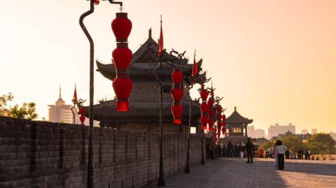 Antiguo muro en Xian, China