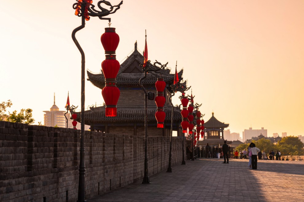 Antiguo muro en Xian, China