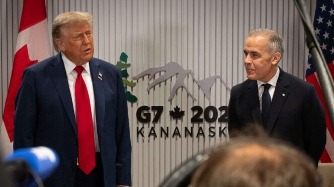 Mark Carney y Donald Trump durante la última reunión del G7