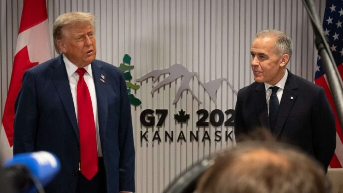 Mark Carney y Donald Trump durante la última reunión del G7