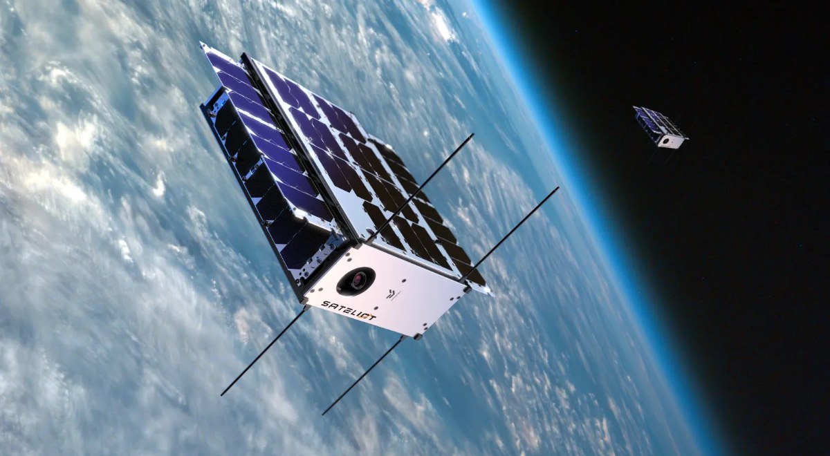 Modelo 3D de un satélite en el espacio