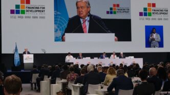 El secretario general de la ONU, Antonio Guterres, durante el encuentro de Sevilla :: ONU Press