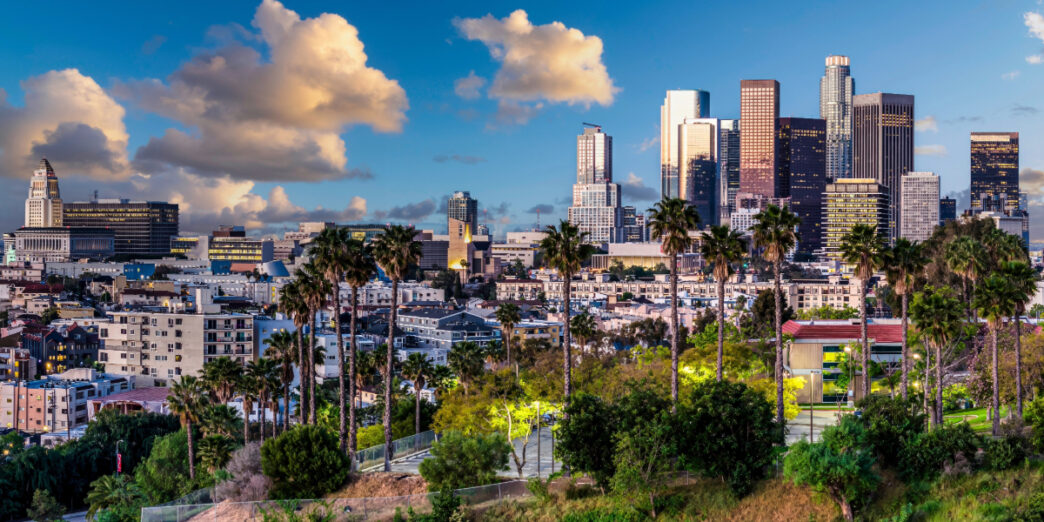 Atardecer del horizonte de California de Los Ángeles