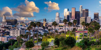 Atardecer del horizonte de California de Los Ángeles
