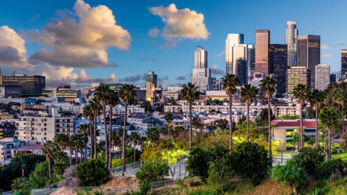 Atardecer del horizonte de California de Los Ángeles