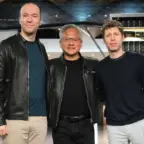 Greg Brockman, Jensen Huang y Sam Altman