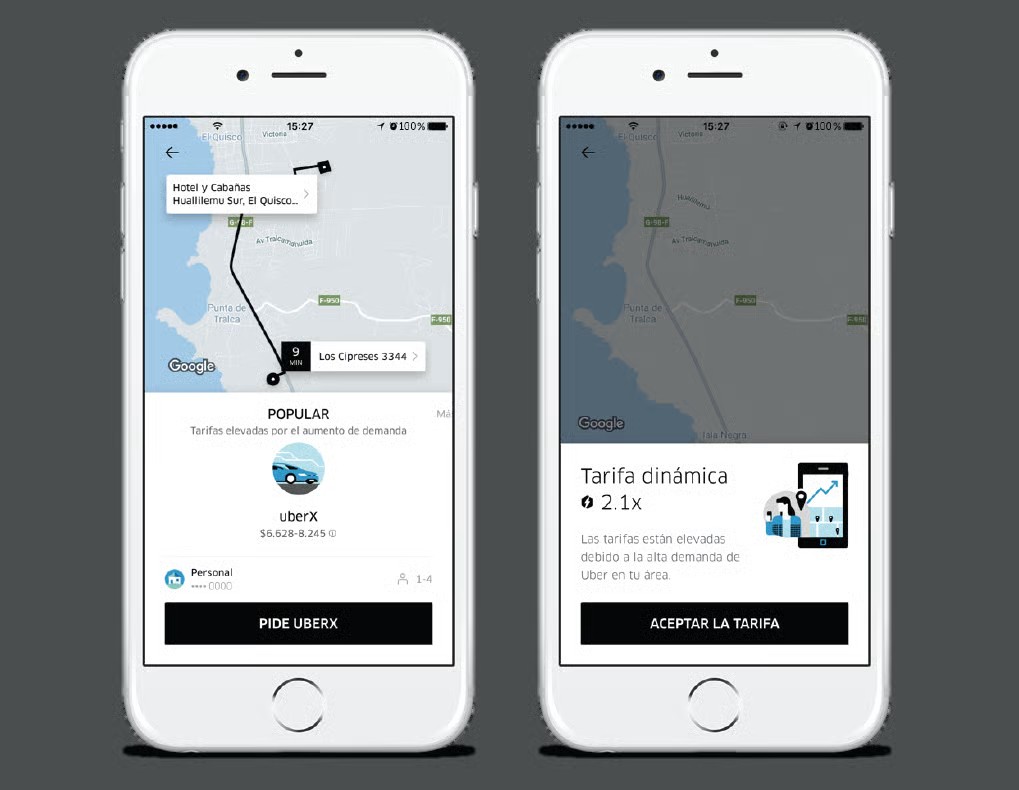 Pantalla de reserva Uber