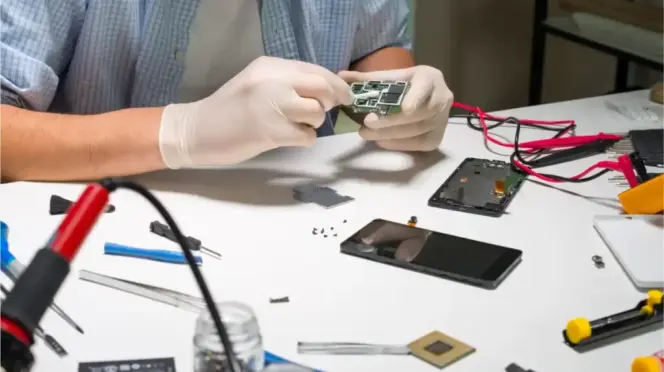 Técnico reparando un móvil