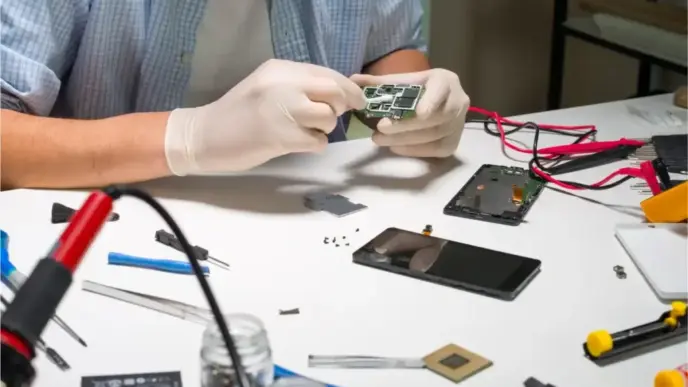 Técnico reparando un móvil