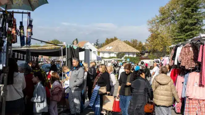 Gente en un mercadillo