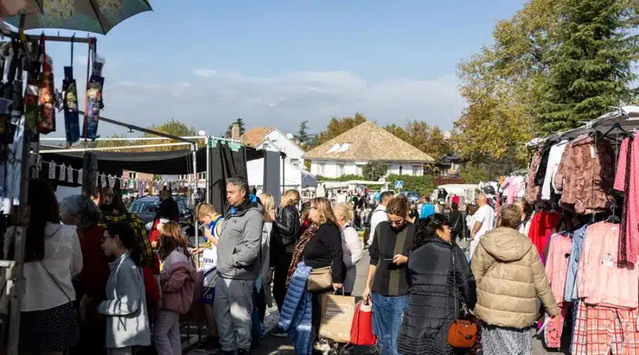 Gente en un mercadillo