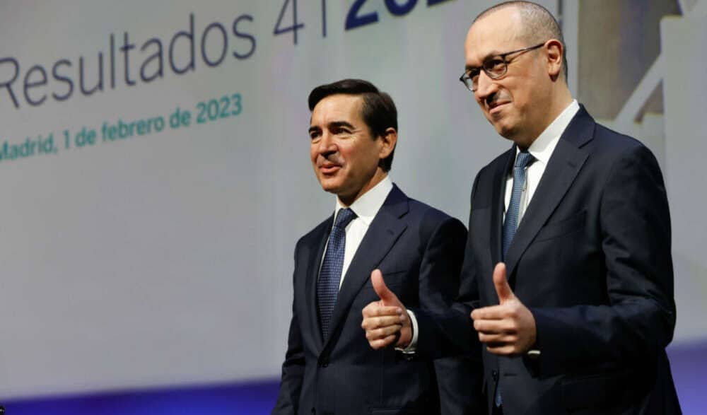 Torres y Genç, en una presentación de resultados del BBVA.