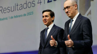 Torres y Genç, en una presentación de resultados del BBVA.