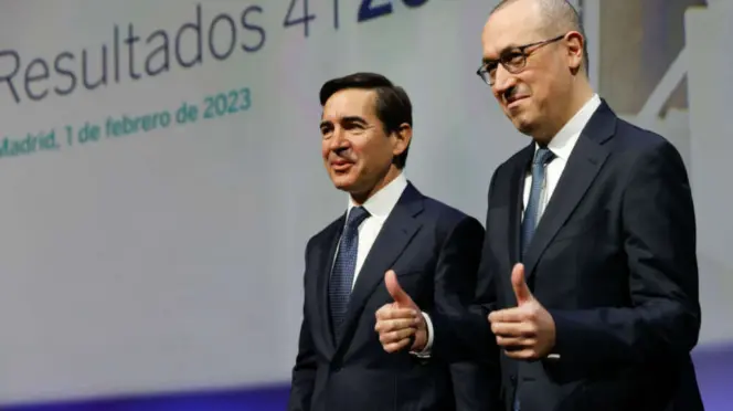 Torres y Genç, en una presentación de resultados del BBVA.