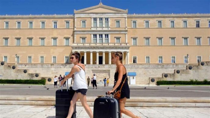 Dos turistas caminando