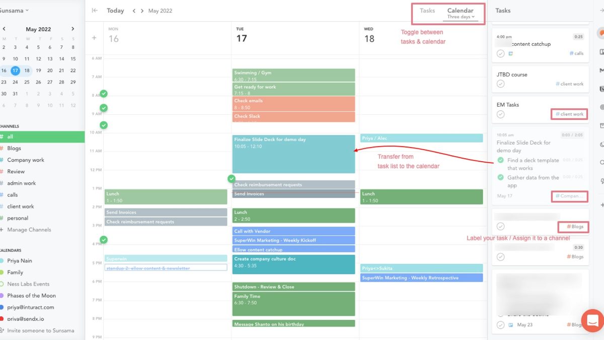 Página de una agenda