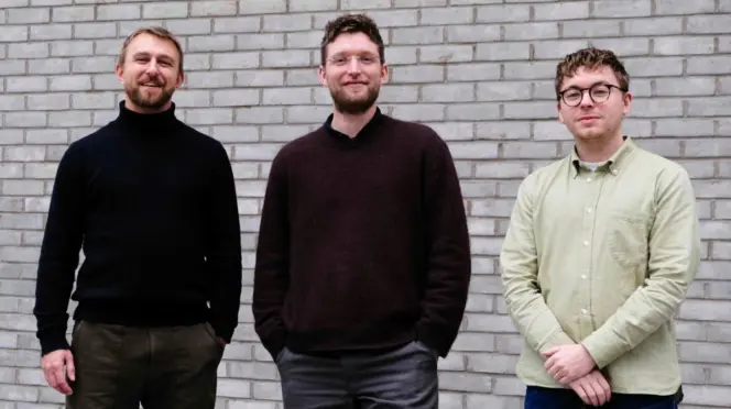 Steve Kench, Sam Cooper e Isaac Squires, fundadores de Polaron