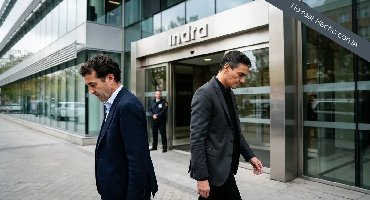 Simulación hecha con IA (no real) del presidente de Indra y el presidente del Gobierno :: Propós