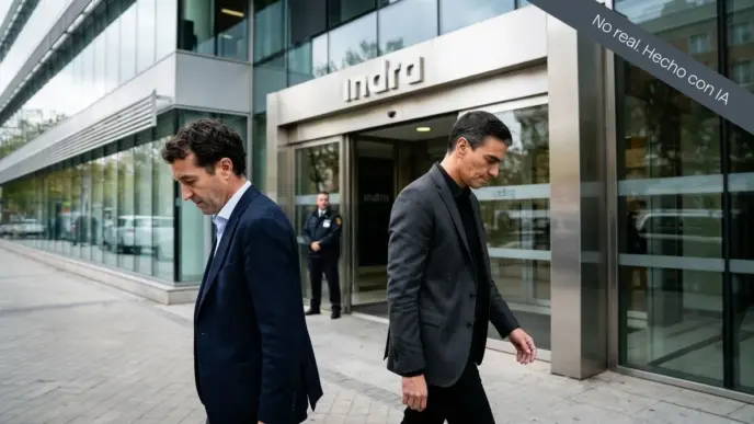 Simulación hecha con IA (no real) del presidente de Indra y el presidente del Gobierno :: Propós