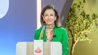 Ana Botín durante la última junta de accionistas de Banco Santander