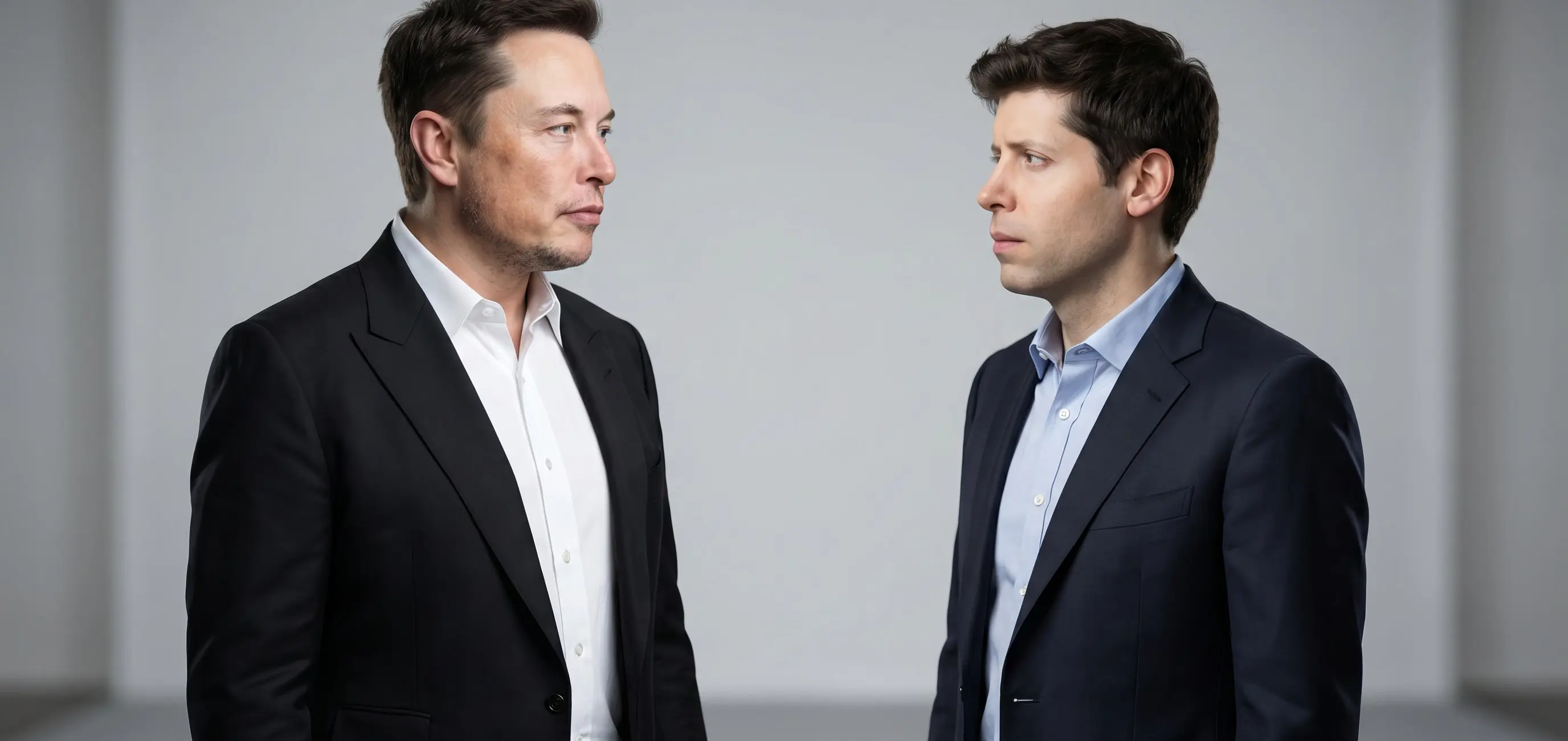 Recreación hecha por IA de Sam Altman y Elon Musk