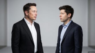Recreación hecha por IA de Sam Altman y Elon Musk