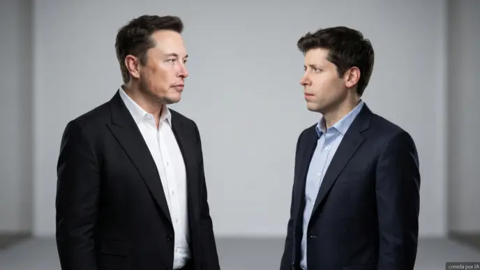 Recreación hecha por IA de Sam Altman y Elon Musk
