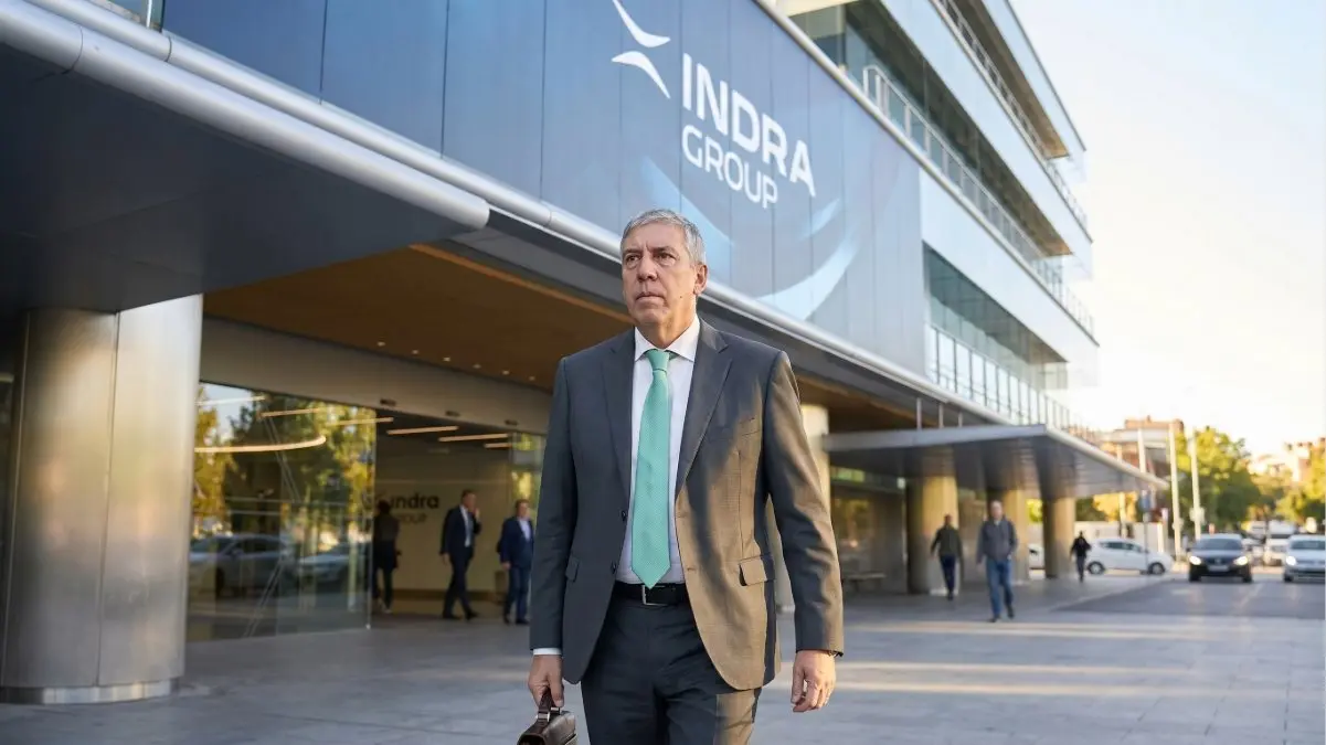 Imagen recreada con IA de De los Mozos saliendo de Indra
