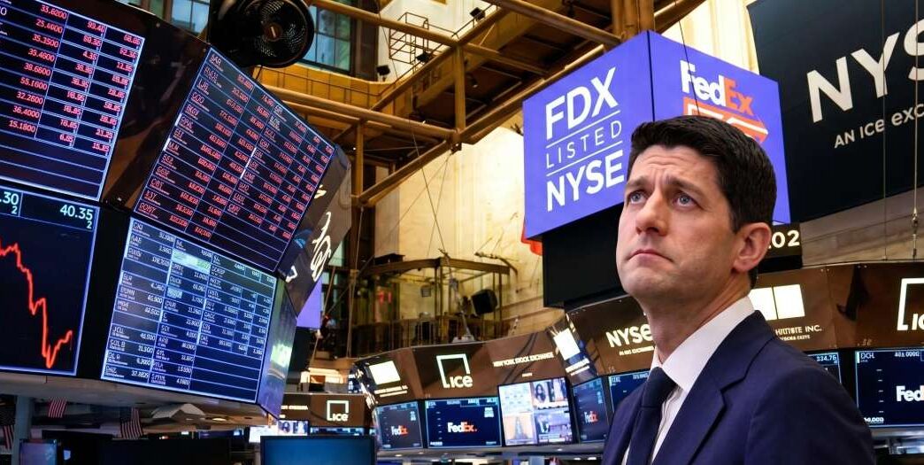 Recreación con IA de Kevin Warsh, presidente de la Fed, en el parqué de Wall Street