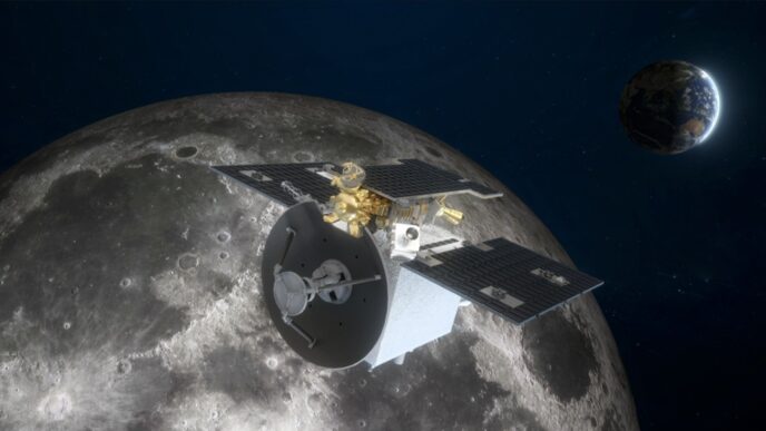 Una representación de un satélite de pruebas Tiandu