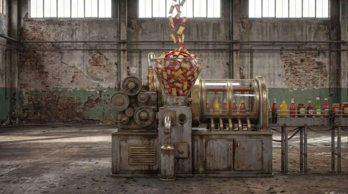 Imagen de una planta de reciclaje eliminando envases monodosis