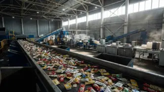 Imagen de una planta de reciclaje eliminando envases monodosis