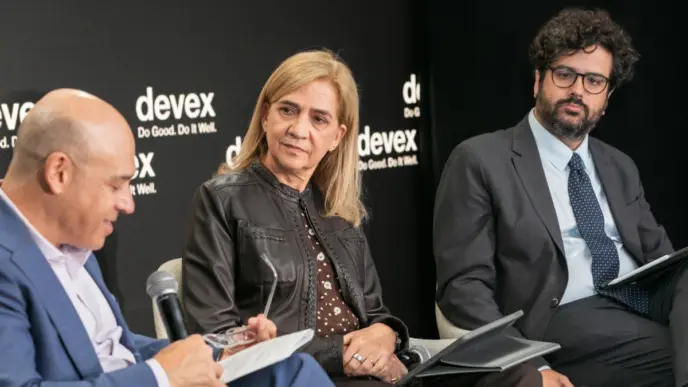 S. A. R. la Infanta Cristina y Antón Leis durante el acto celebrado en el marco de la 81.ª Asamblea General de la ONU
